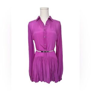 Purple Silk Mini Dress Karina Grimaldi Constance Solid Women Size XS Sm NO BELT